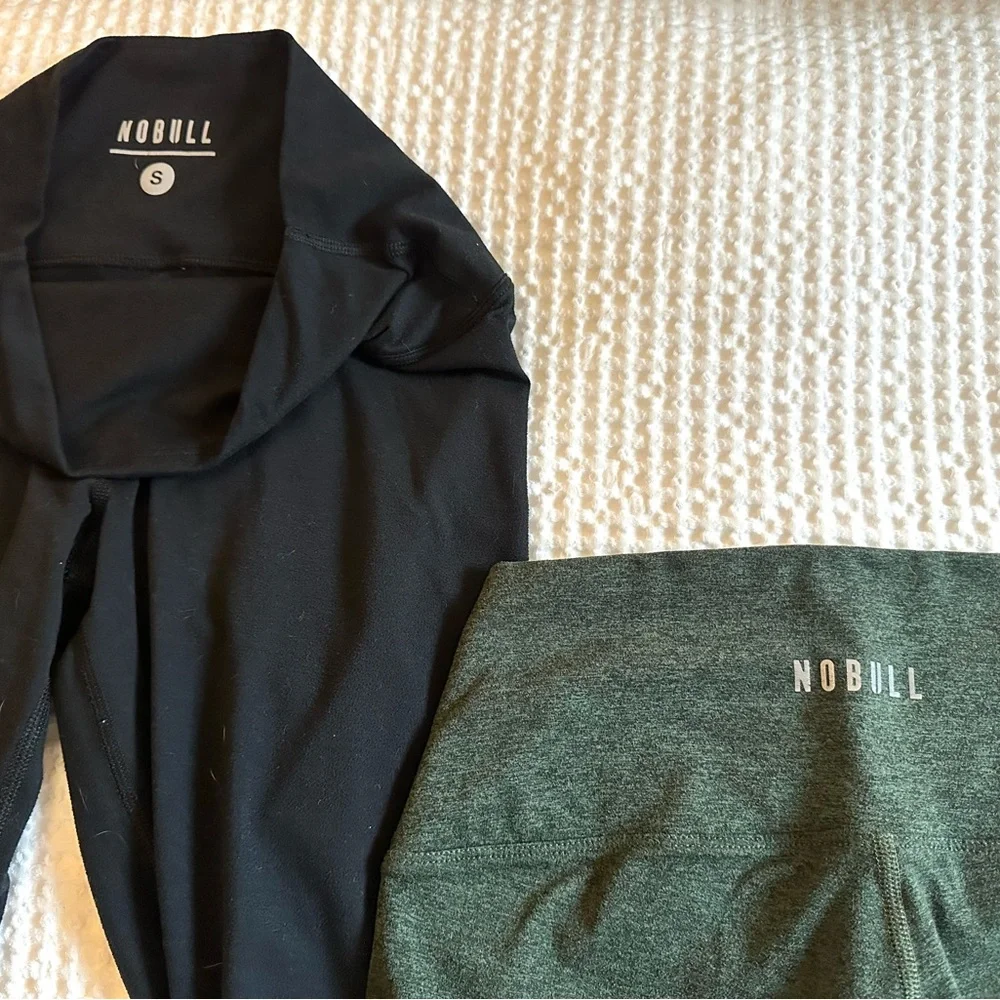 NOBULL Womens Black and Heather Green Leggings - Picture 3 of 4